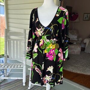 Trina Turk Black Floral Swim Coverup